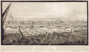 1806年1月8日、ネルソン卿の遺跡がグリニッジからホワイトホールにテムズ川を運んだ 作： John Thomas Smith